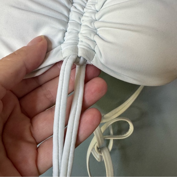 Aerie Ruched Bandeau Bikini Top in Lace Blue. NWT. Size XS - Picture 8 of 15